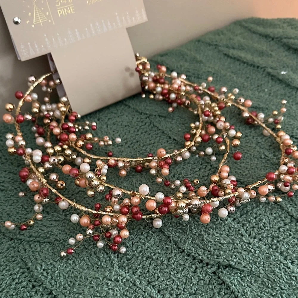 34th & Pine Holiday Christmas Tree Garland Gold Peach Berry NEW!